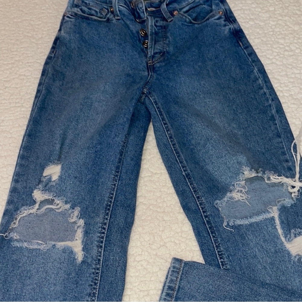 Stylish Blue Distressed Women's Jeans - Picture 1 of 7
